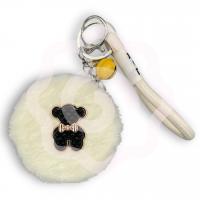 Плюшевое раскладное зеркало брелок «Медвежонок» белое 7х7 см