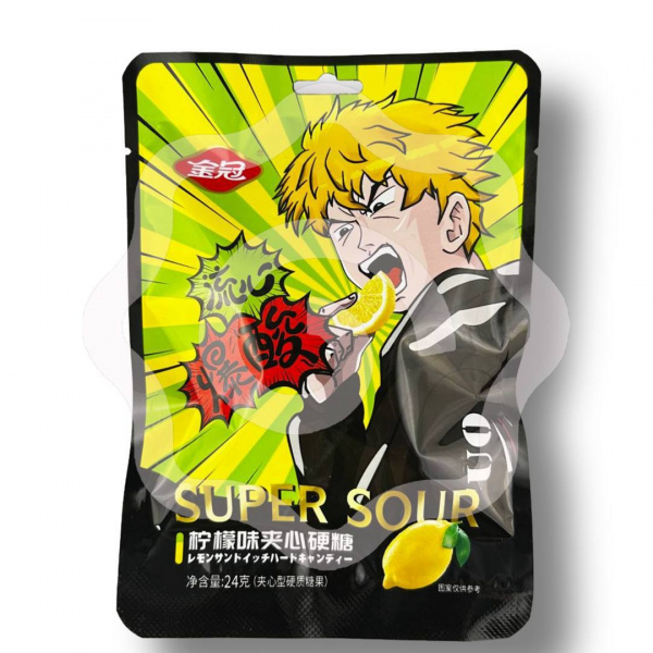 Карамель леденцовая SUPER SOUR кислые с освежающим лимоном 24 г