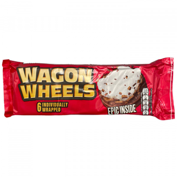 Печенье бисквитное «Wagon Wheels» в шоколаде с начинкой из зефира 220 г (Великобритания)