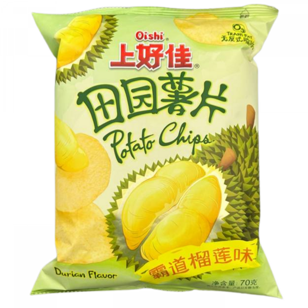 Чипсы картофельные «Oishi» со вкусом дуриана 70 г (Китай)