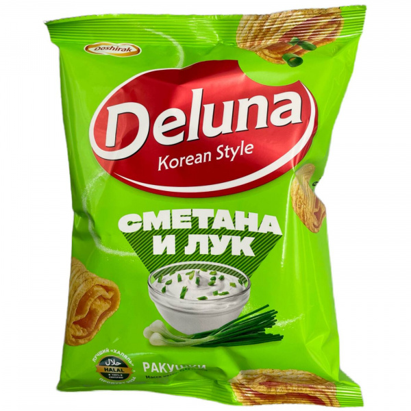 Кукурузные чипсы «Doshirak» со вкусом сметаны и лука 60 г (Россия)