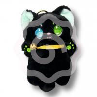 Мягкий брелок «Котик с гетерохромией» чёрный