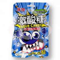 Леденцы кислые с шипучкой со вкусом черники 22 г (Китай) 1/20/240