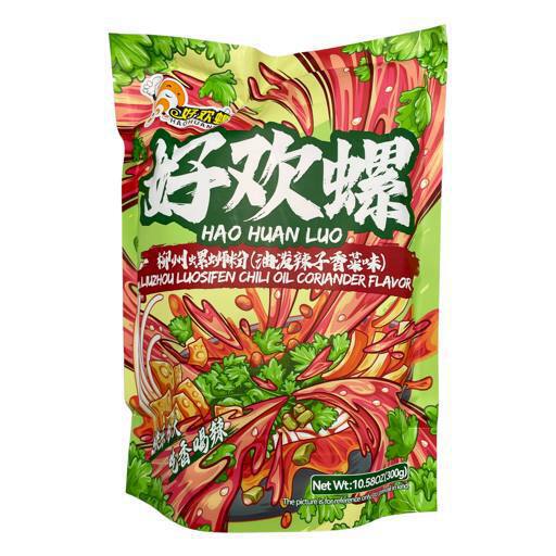 Рамен из рисовой лапши со вкусом улитки, чили и кинзы  300 г (Китай)