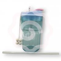 Бутылочка с трубочкой голубая 650 мл