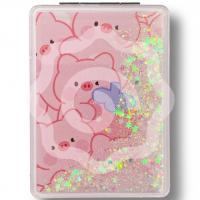 Зеркало шейкер раскладное «Свинки и клубничка» розовое 8х6 см