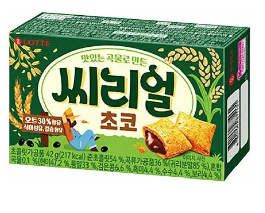 Печенье LOTTE "Cereal Choco" злаковые подушечки с шоколадной начинкой 42 г