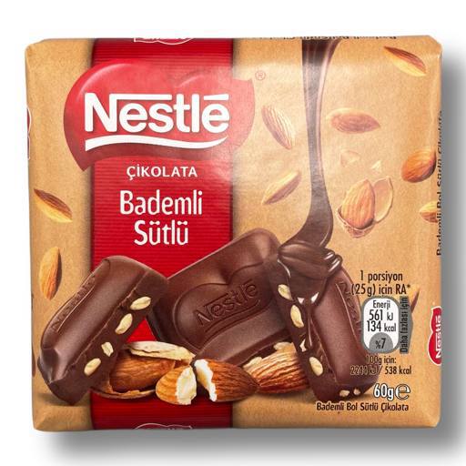 Шоколад «Nestle» молочный с миндалем 60 г (Турция)