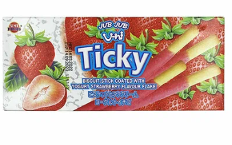 Палочки TICKY бисквитные покрытые кремом из легкого клубничного йогурта 20 г