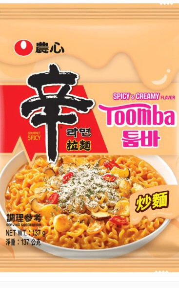 Лапша NONGSHIM "Shin Ramuyn Stir Fry Toomba spicy ＆creamy" с сливочным вкусом острая 137 г