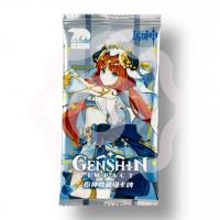 Коллекционные карточки-бустеры «Genshin Impact» 2 в 1 голубой цвет
