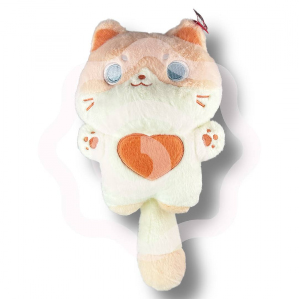 Мягкая игрушка «Котик с сердечком» нежно розовая