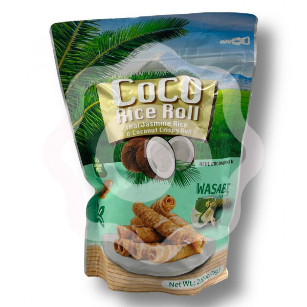 Кокосовые роллы «COCO RICE» со вкусом Васаби 75 г (Тайланд)