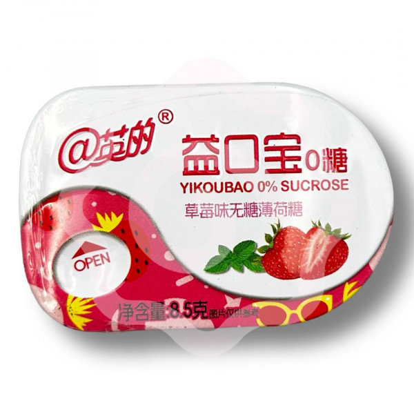 Драже «Yikoubao» освежающие без сахара со вкусом клубники 8,5 г (Китай)