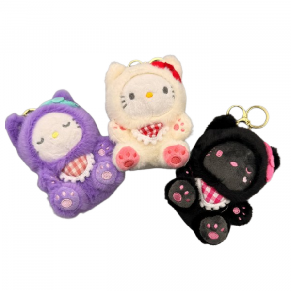 Брелок мягкий Hello Kitty в костюмчиках с капюшоном