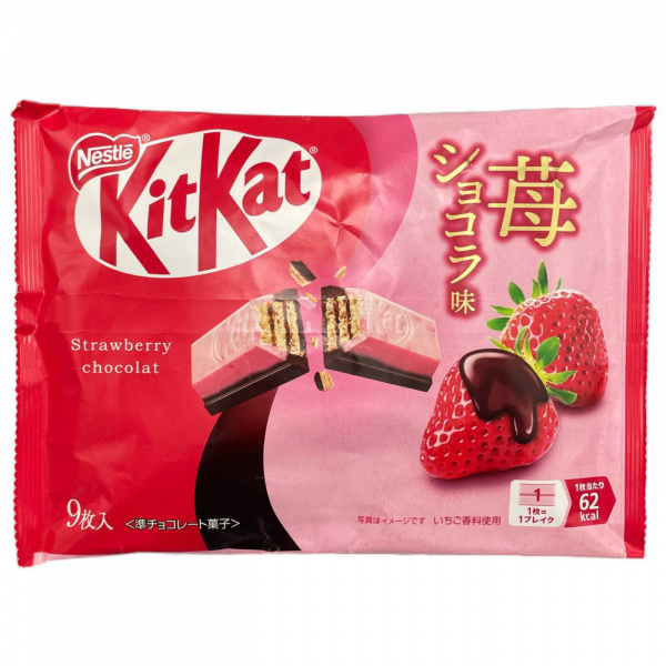 Щоколадные батончики «Kitkat» мини со вкусом клубники в шоколаде 114 г (Япония)