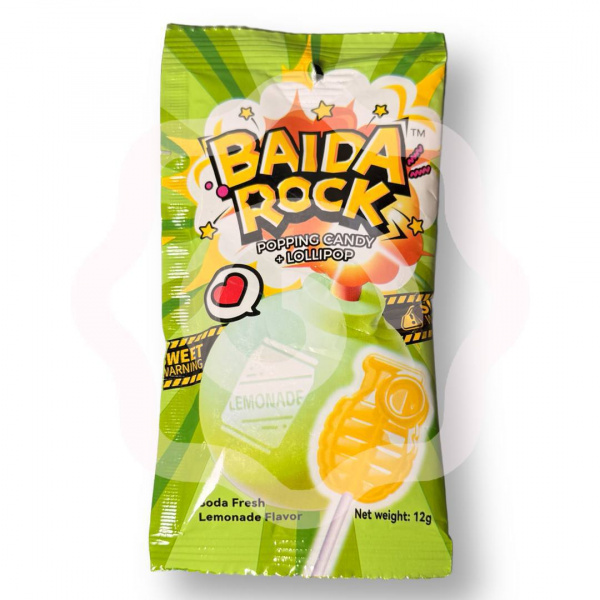 Леденец на палочке со взрывной карамелью «Baida Rock» со вкусом лимонада 12 гр 1/20/200