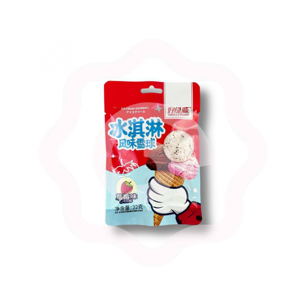Жевательные конфеты ICE CREAM SNOWBALL "Клубника" 22 г