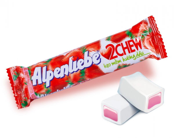 Жевательные конфеты «ALPENLIEBE 2 CHEW» со вкусом клубники 24,5 г (Вьетнам) 1/16/384