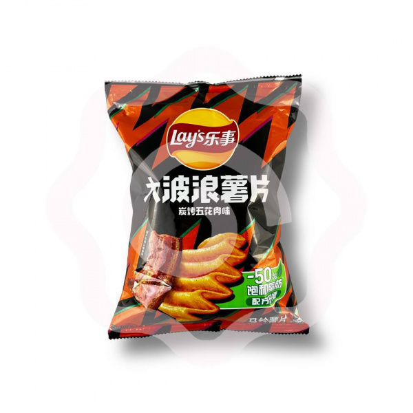 Чипсы «Lays» рифленые со вкусом свиной грудинки на углях 70 г (Китай)