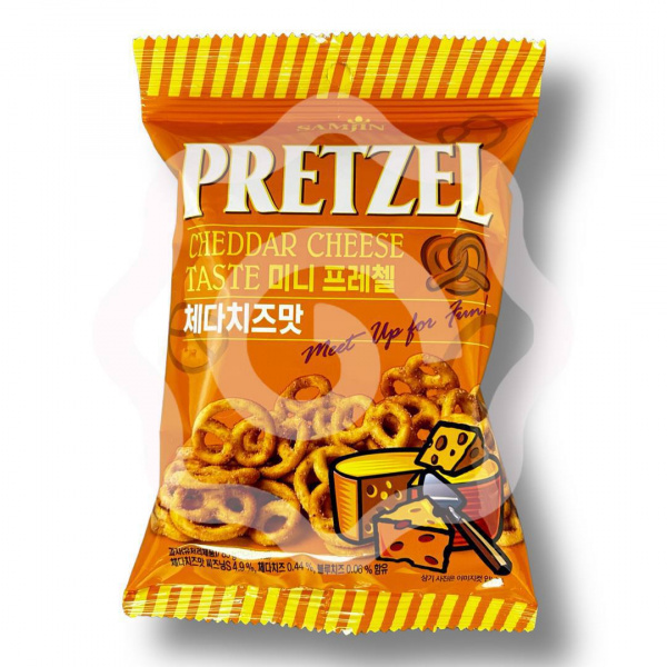 Крекер «Pretzel» бретцель с сыром чеддер 85 г (Южная Корея) 1/24