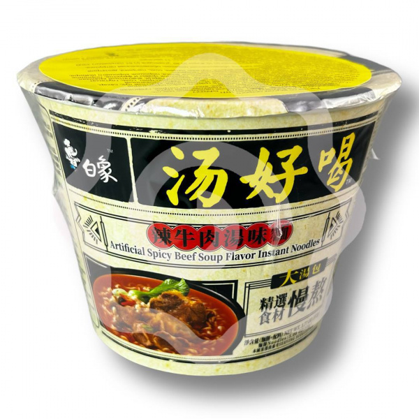 Рамен «BaiXiang» со вкусом говядины в остром бульоне стакан 107 г (Китай) 1/12
