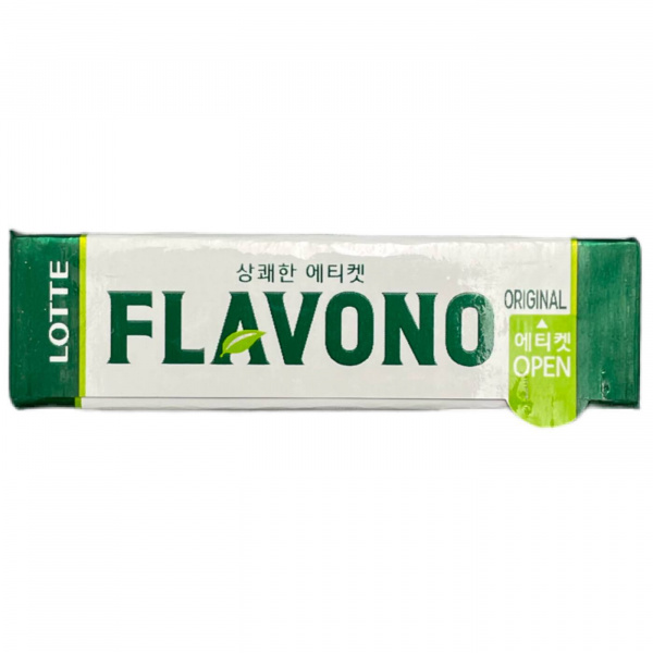 Жевательная резинка «Lotte Flavono» со вкусом мяты и зелёного чая 26 г (Южная Корея)