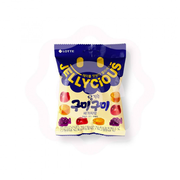 Мармелад жевательный LOTTE "Jellycious" персик, виноград,  апельсин 70 г