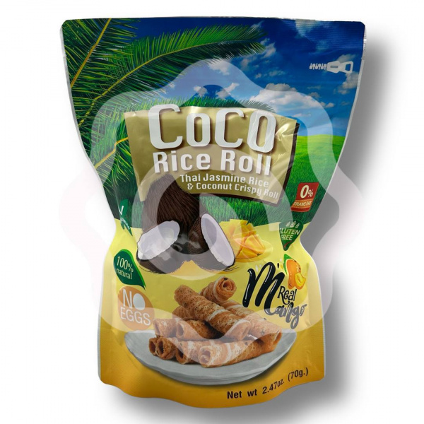 Кокосовые роллы «COCO RICE» со вкусом Манго 70 г (Тайланд)