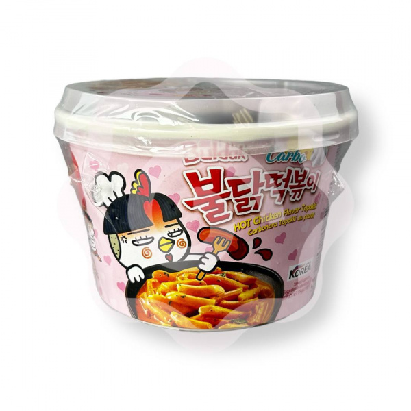 Токпокки со вкусом острой корейской курочки и соусом карбонара Samyang 179 г (Южная Корея) 1/12