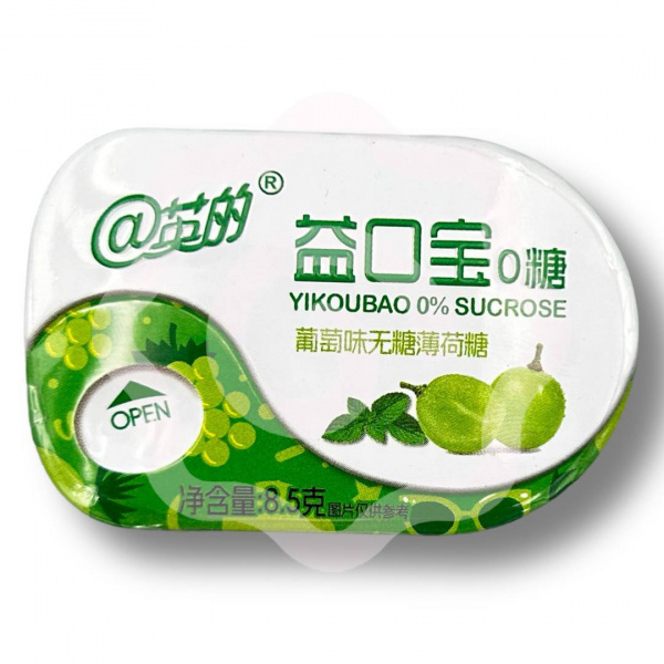Драже «Yikoubao» освежающие без сахара со вкусом зеленого винограда 8,5 г (Китай)