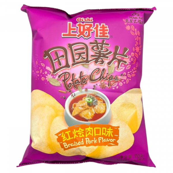 Чипсы картофельные  «Oishi» со вкусом тушеной свинины 70 г (Китай)