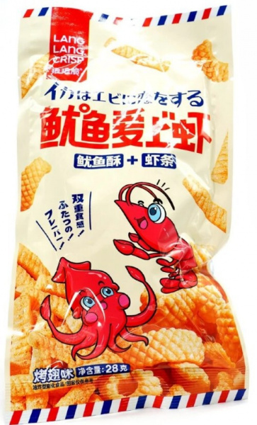 Чипсы LANG LANG CRISP с кальмаром и креветкой 28 г