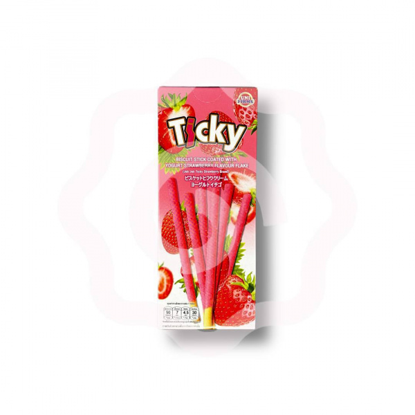 Палочки TICKY бисквитные покрытые кремом из легкого клубничного йогурта 20 г