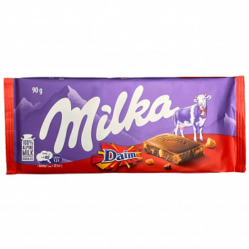 Шоколад «Милка Дайм» с миндалем и карамелью 90 г (Германия)