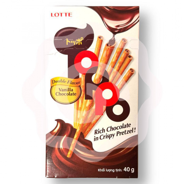 Палочки печенье «Lotte» с начинкой ванильный шоколад 40 г (Вьетнам) 1/10/60