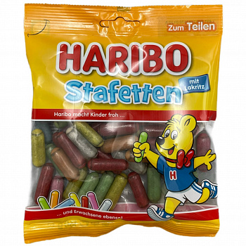 Мармелад с лакрицей «Haribo палочки» с фруктовым вкусом 160 г (ЕС)