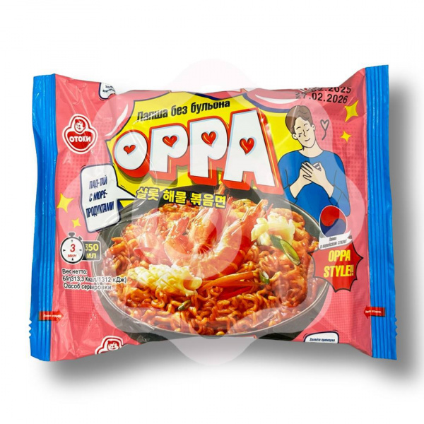 Рамен «Oppa» со вкусом пад-тай с морепродуктами 65 г (Вьетнам) 1/30